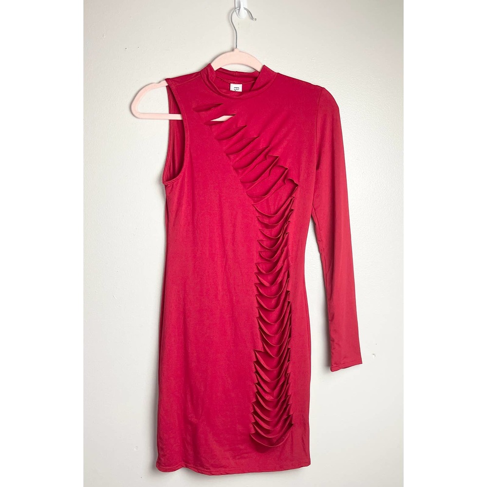 NWOT Belita Cut Out One Sleeve Bodycon Red Dress